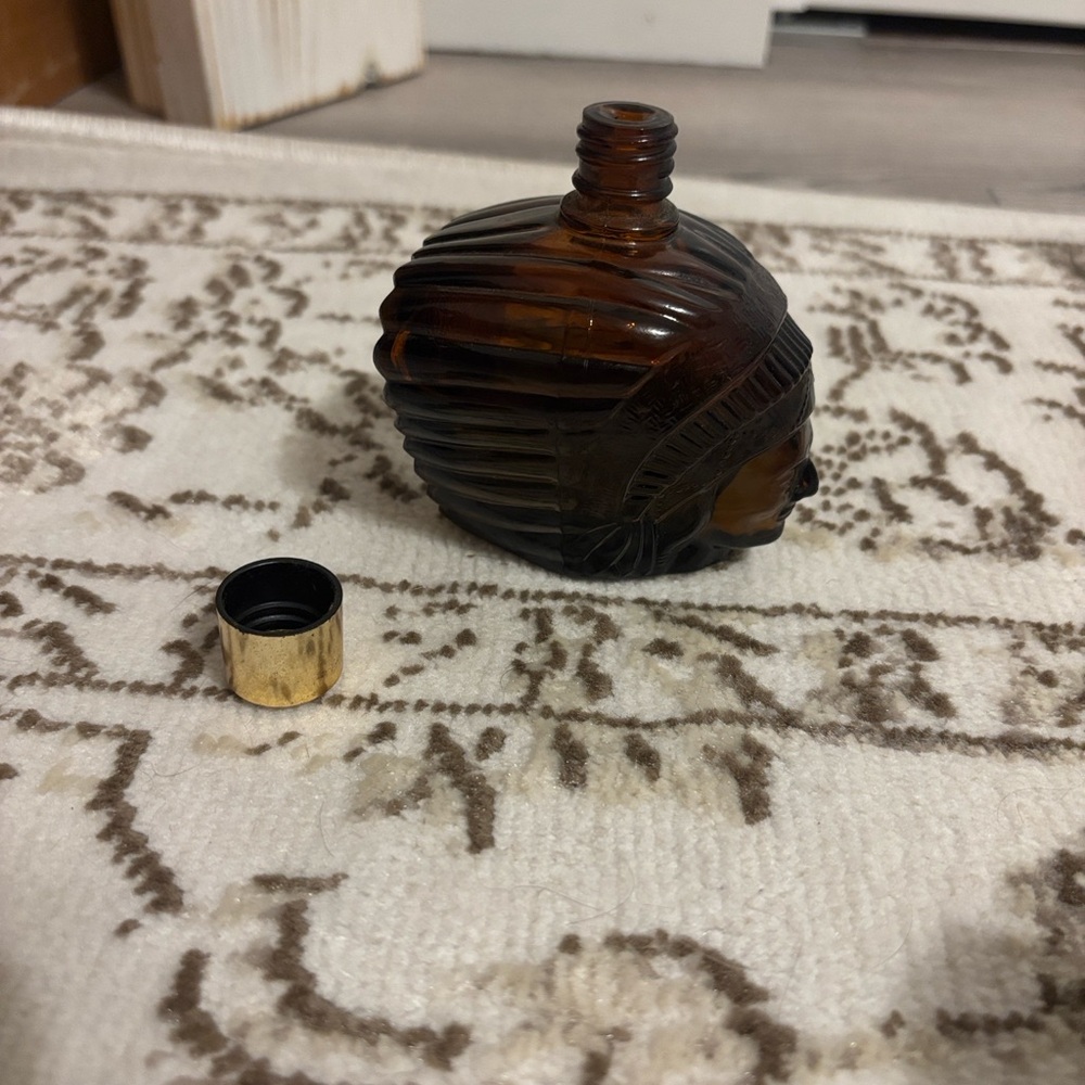 Vintage 1970s Avon Native American Chief Decorative Bottle with Gold Cap